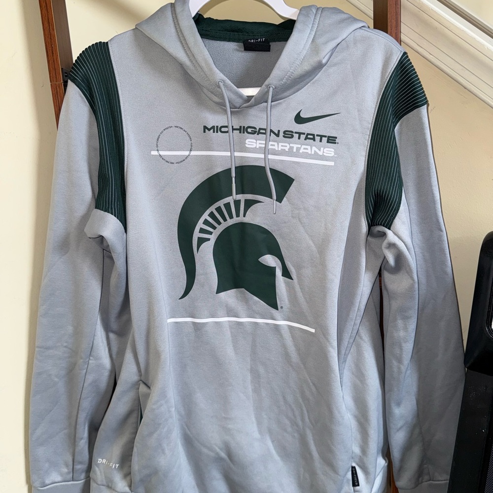 Nike Gray and Dark Green Michigan State Spartans Crewneck Sweatshirt